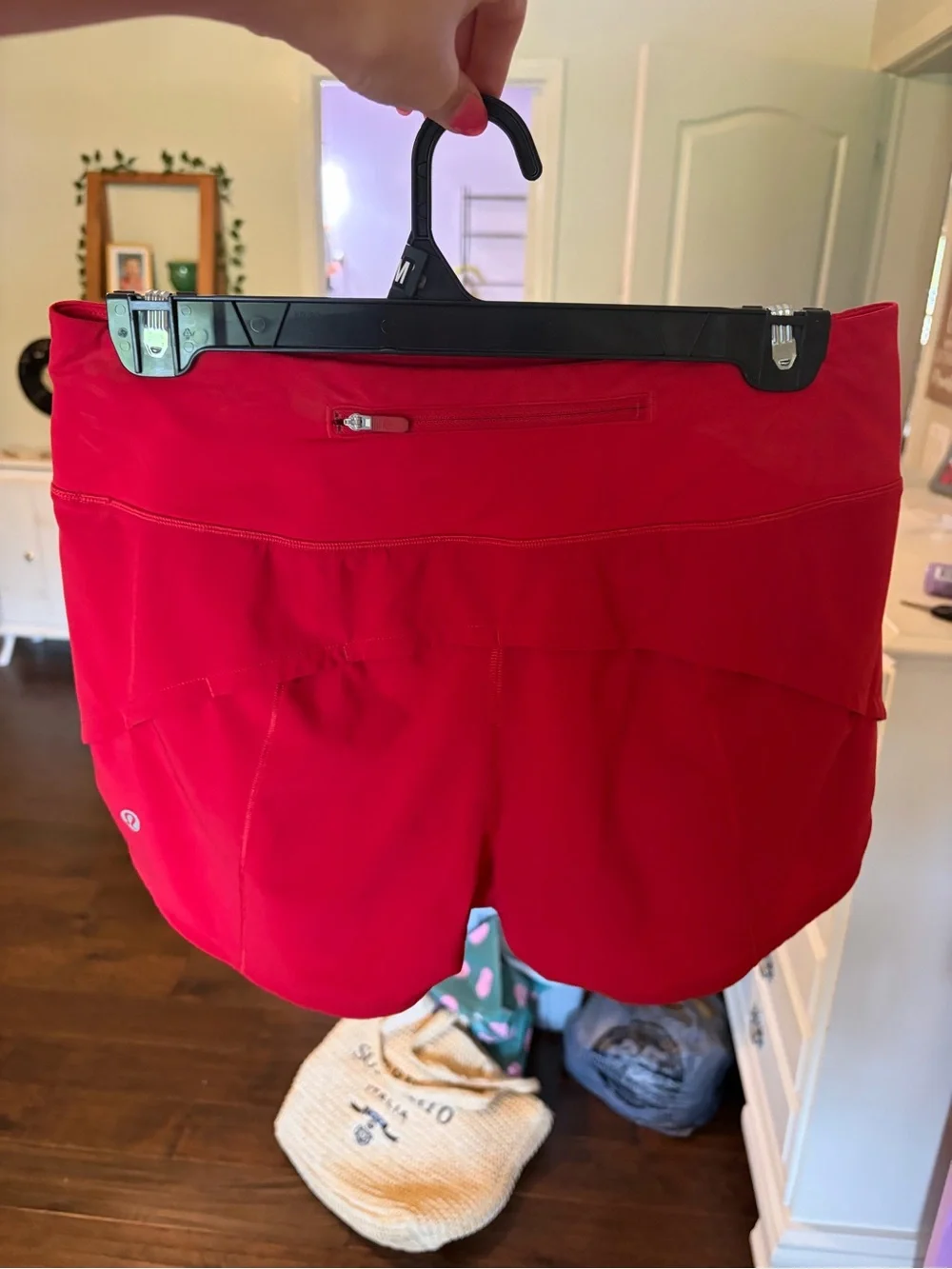 Red Lululemon Speed Up shorts